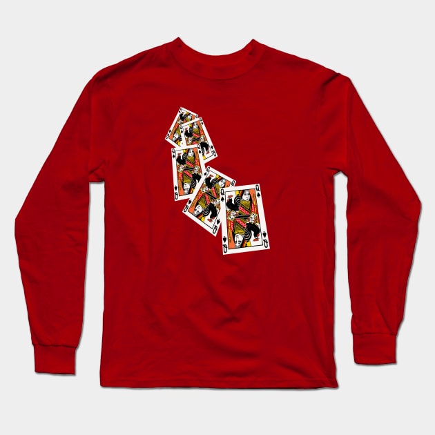 5 card Queen Of Spades Long Sleeve T-Shirt by Vixen Games